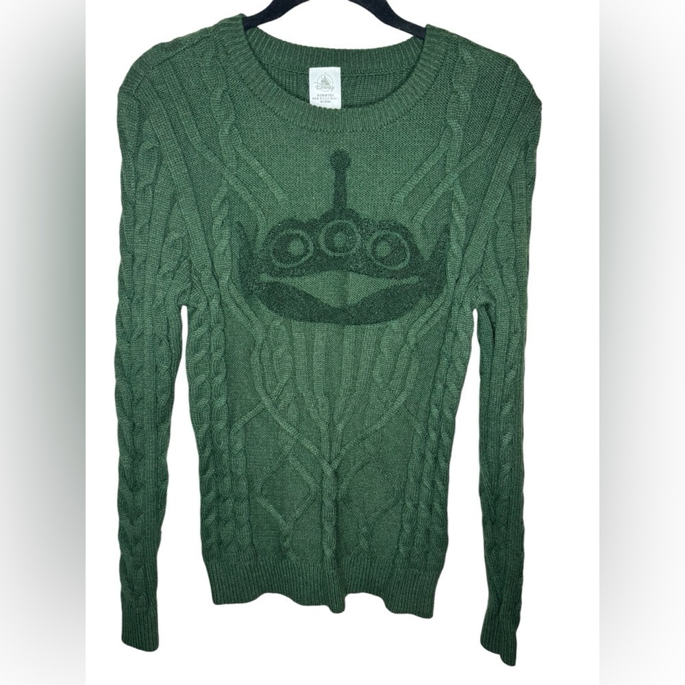 Disney Pixar Toy Story Alien Cable Knit Sweater Size S Green